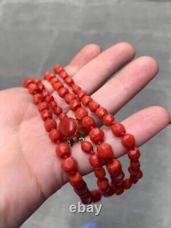 19th Century Antique Red Coral Necklace Beaded Italy 39,5gr