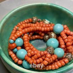 19th Or 20th Century Antique Coral & Turquoise Tibetan Necklace
