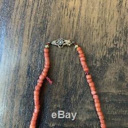 20.03 Grams Long Undyed Natural Salmon Red Color Coral Bead Jewelry Necklace