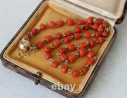 20gr Antique Natural Coral Necklace Natural Undyed Beads Dutch Gold Clasp 14k