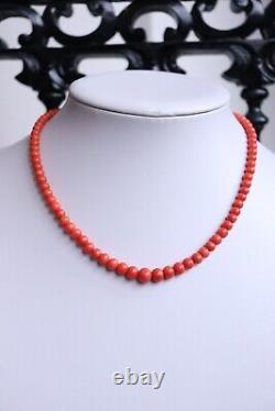 20gr Vintage Salmon Coral Necklace Undyed Coral Beads Yellow Gold Clasp 14k