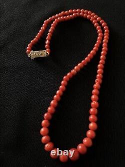 22g Vintage necklace natural red coral, undyed coral beads