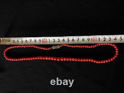 22g Vintage necklace natural red coral, undyed coral beads
