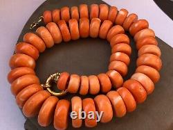 239 gram Rare large natural coral bead coral necklace gold