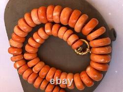 239 gram Rare large natural coral bead coral necklace gold