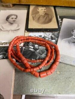 24 gr Antique Vintage Ukrainain Coral Beads Natural Undyed Coral Necklace #1786