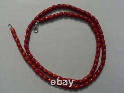 25 Gr. Antique Natural Untreated Orange Red Coral Beads Necklace