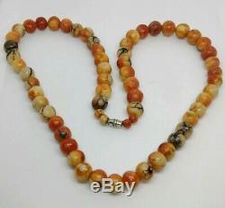 26 Vintage Rare Apple Sponge Coral 11.6mm to 12.6mm Graduated Bead Necklace
