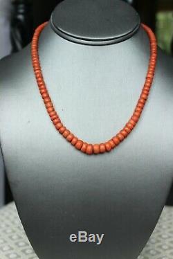 27gr Antique Salmon Coral Necklace Natural Undyed Beads