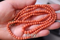 27gr Antique Vintage Salmon Coral Necklace Undyed Coral Beads