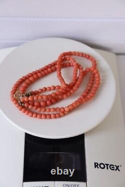 27gr Antique Vintage Salmon Coral Necklace Undyed Coral Beads