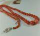 28.6 Gram Natural Salmon Coral Old Beads Necklace Sterling Silver 9.4-3.9 Mm