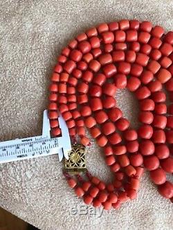 294g original antique undyed Ukrainian coral Necklace Beads