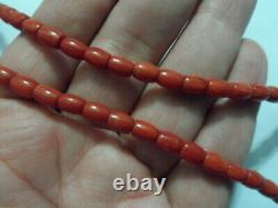 29 Gr. Antique Natural Untreated Orange Red Coral Beads Necklace