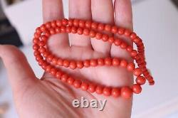 29gr Vintage Antique Coral Necklace Undyed Coral Beads 9k Gold Clasp