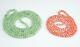 2 Vintage Necklaces, Orange/pink Angel Skin Coral & Apple Green Jade Beads 4-5mm