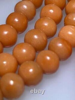 30 Antique/Vintage Hand Carved Salmon Coral Beads 5.5mm