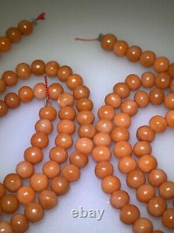 30 Antique/Vintage Hand Carved Salmon Coral Beads 5.5mm