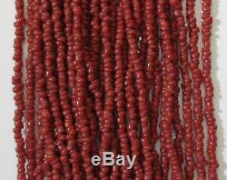 30 Red Coral Bead Vintage Zuni Necklace