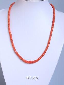 30gr Antique Vintage Salmon Coral Necklace Undyed Coral Beads Barrel Shape