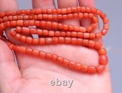 30gr Antique Vintage Salmon Coral Necklace Undyed Coral Beads Barrel Shape
