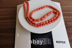 31gr Antique Salmon Coral Necklace Barrel Shape Natural Undyed Beads