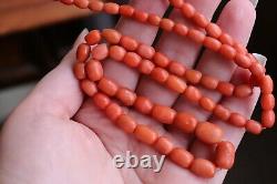 31gr Antique Salmon Coral Necklace Barrel Shape Natural Undyed Beads