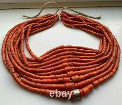 321gr Antique Coral Beads Natural Undyed Ukrainian Necklace