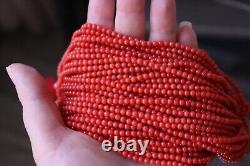 335gr New Multi Strand Red Coral Necklace Collier Mediterranean Corals d-3mm