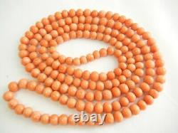 34 VICTORIAN HAND CARVED CORAL BEADS 1800's