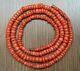 34 Gr Antique Vintage Old Natural Salmon Coral Undyed Beads Necklace Russian