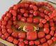37gr Antique Faceted Red Coral Necklace Natural Undyed Beads Gold Clasp 750
