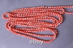 38gr Misu Coral Strands Necklace Collier Undyed Pink Beads