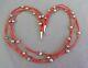 3 Strand Coral Heishi And Silver Bench Bead Necklace 23