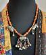 3 Yemeni Turkmen Turkoman Hirz & Orange Coral Vintage Beaded Handmade Necklace