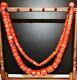 42 Inch Large Antique Natural Tibetan Graduated Red Coral Barrel Beads Necklace
