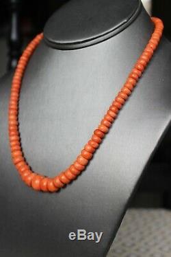 42gr Antique Salmon Coral Necklace Natural Undyed Beads
