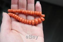 42gr Antique Salmon Coral Necklace Natural Undyed Beads
