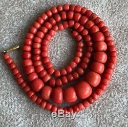 43g original antique undyed Ukrainian coral Necklace Beads