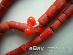 44gr Antique Coral Beads Natural Undyed Ukrainian Necklace Large and medium siz