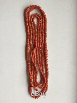 44gr Antique Salmon Coral Beads Natural Undyed Ukrainian Necklace