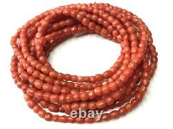 45 gr. Antique Old Faceted natural Red coral bead coral necklace Strand No Clasp