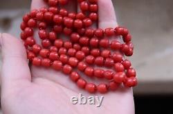 45gr Vintage Natural Red Coral Necklace Undyed Beads Dutch Gold Clasp 14k