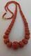 46.9 Gram Natural Red Coral Old Beads Coral Necklace 18k Gold 14.7 4.2 Mm