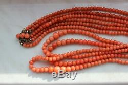 47gr Antique Salmon Coral Necklace Natural Undyed Beads