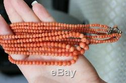 47gr Antique Salmon Coral Necklace Natural Undyed Beads