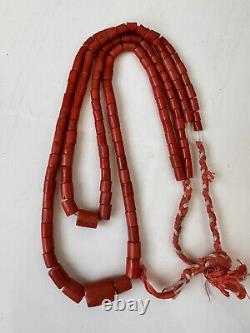 48 gr Antique Vintage Ukrainian Coral Beads Natural Undyed Coral Necklace