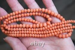 48gr Antique Salmon Coral Necklace Natural Undyed Beads Vintage Coral Clasp