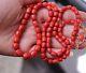 49gr Antique Faceted Red Coral Necklace Natural Undyed Beads Gold Clasp 18k