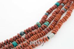 4-Strand High Grade Natural Mediterranean Red Coral Bead Necklace